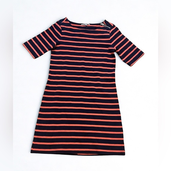 GAP Navy and Coral Striped Midi Dress women size xs - Picture 2 of 8